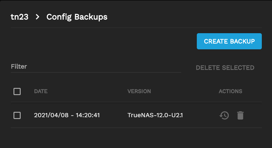 Config Backups List ConfigBackupsList