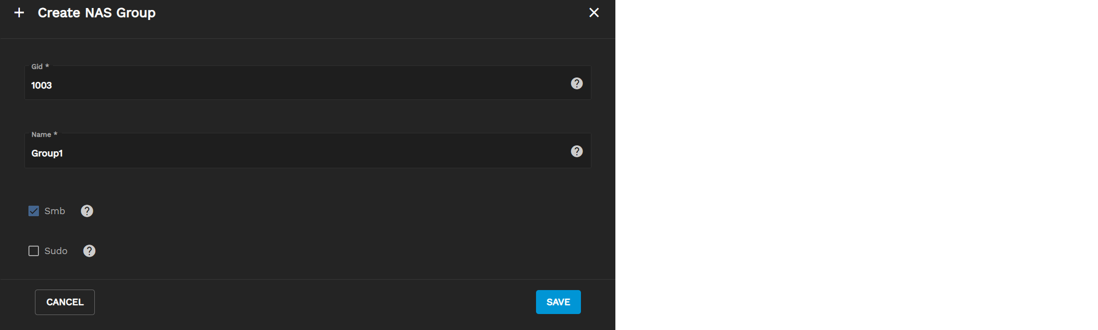 Creating a New NAS Group NASGroup2