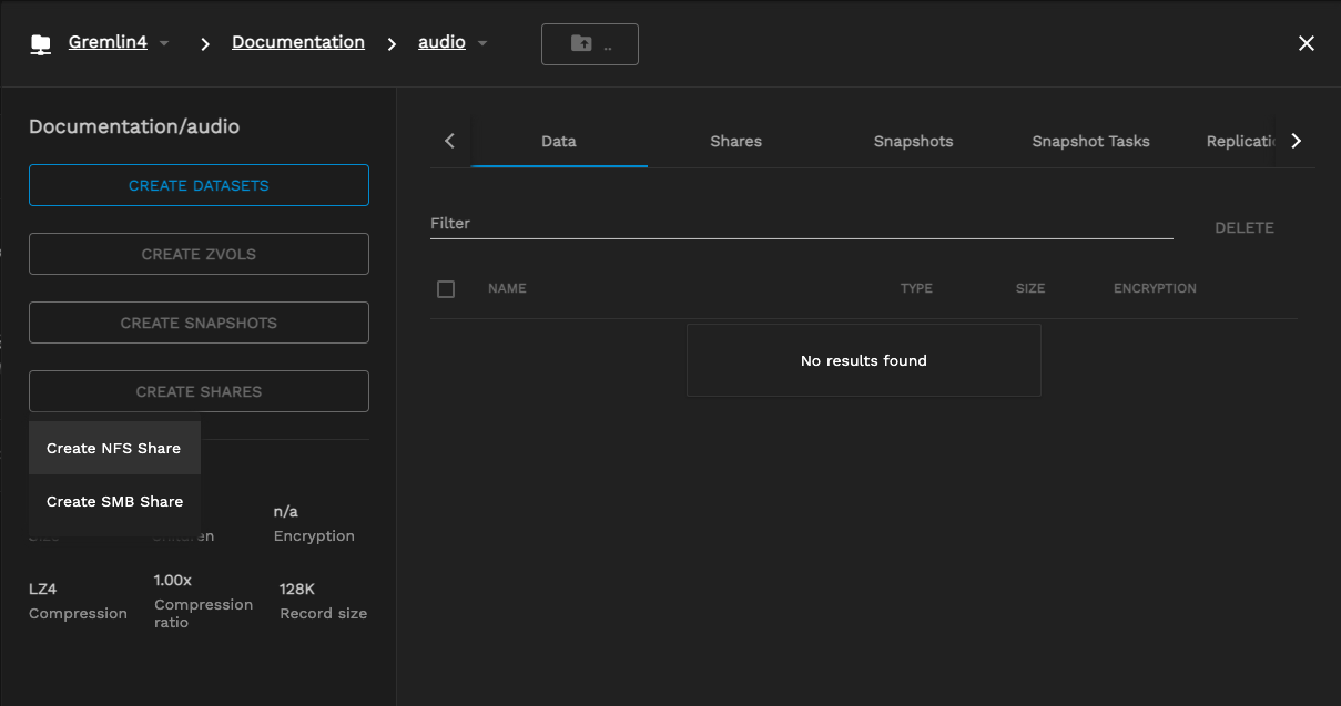 Create NFS Share TrueCommandCreateNFS