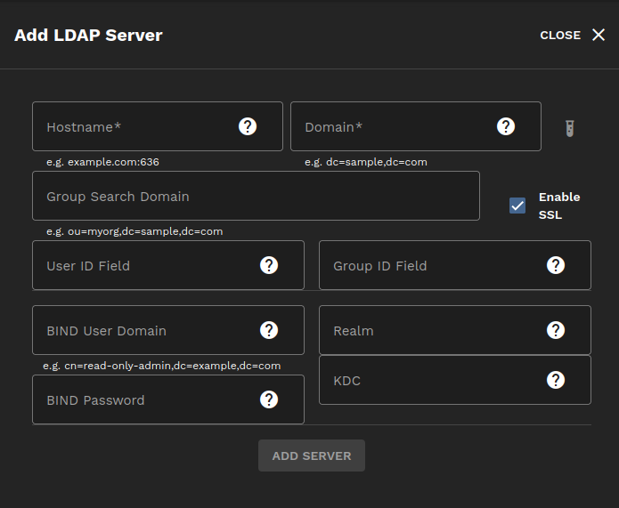 Add LDAP Server AddLDAPServerScreen