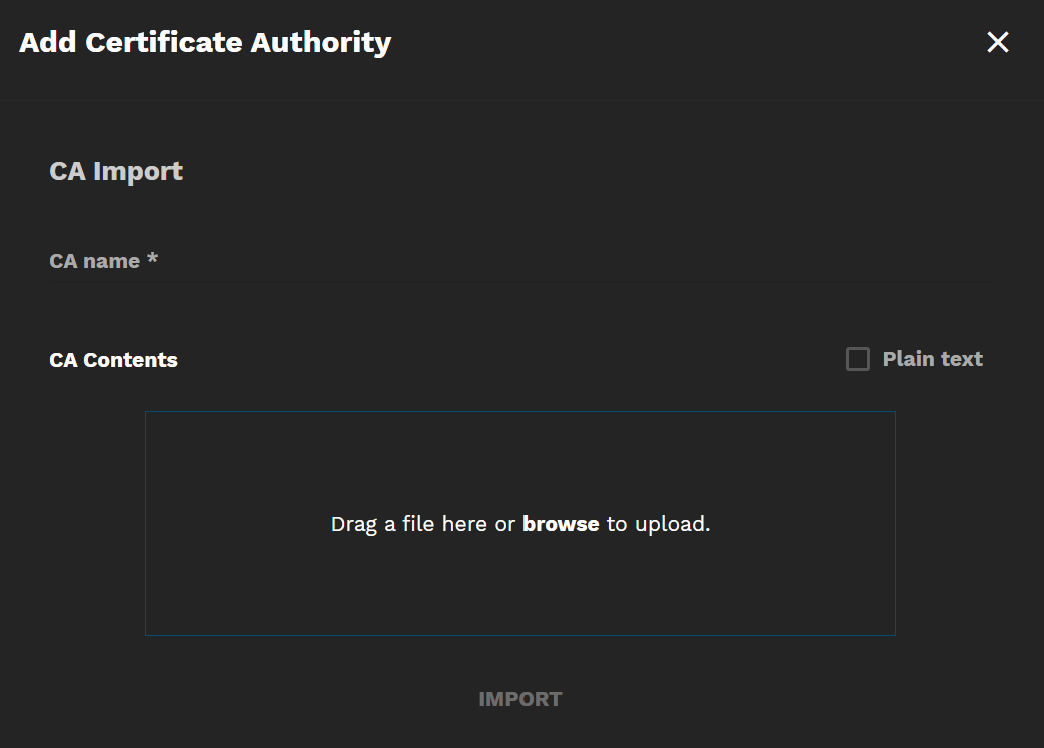 Add Certificate Authority AdministrationCAs
