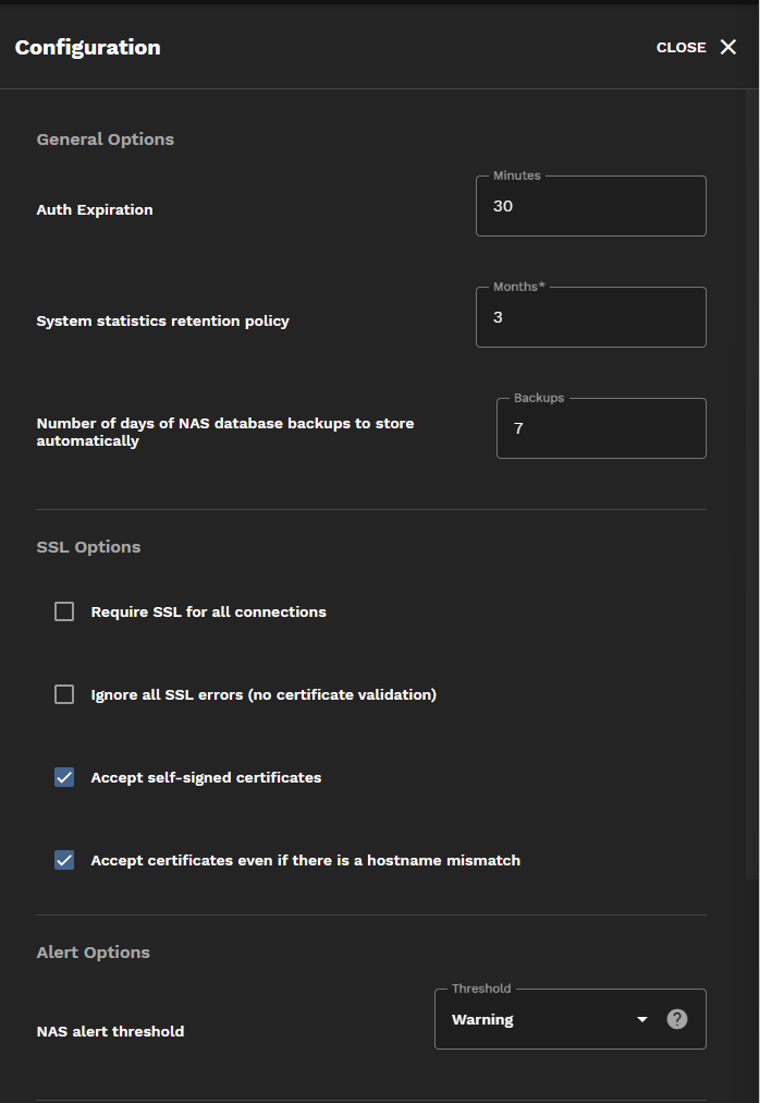 Configuration General, SSL, and Alert Options ConfigurationScreenGeneralSSLAlertOptions