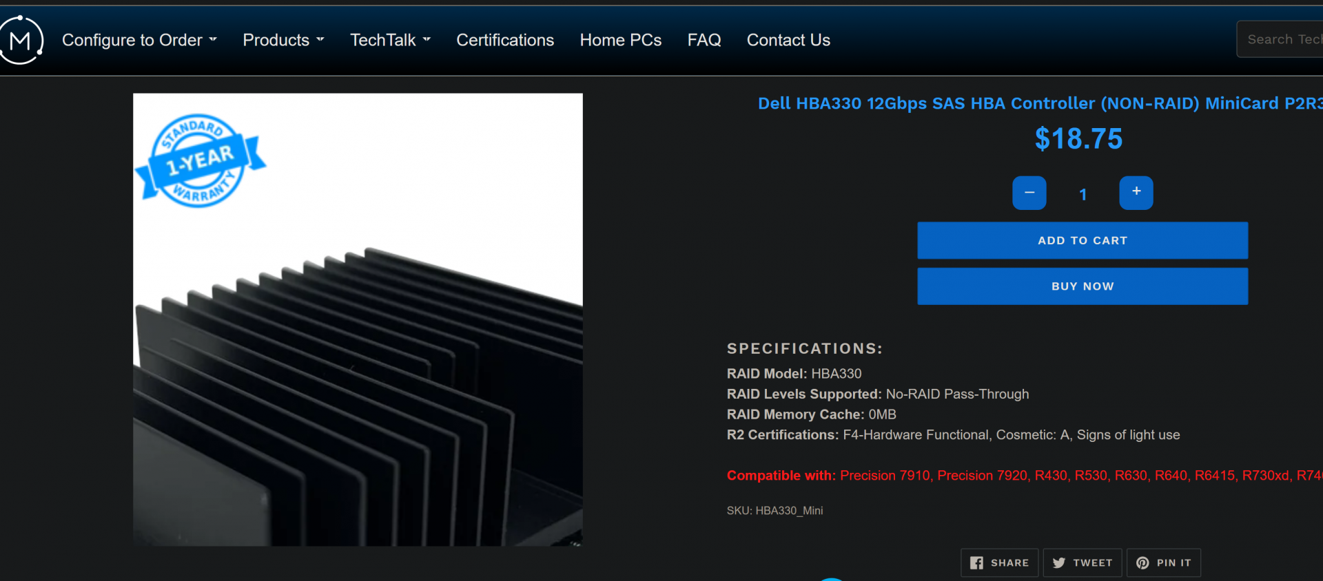 2024-02-25 09_13_33-Dell HBA330 SAS HBA Controller MiniCard (12Gbps) – TechMikeNY — Mozilla Fi...png