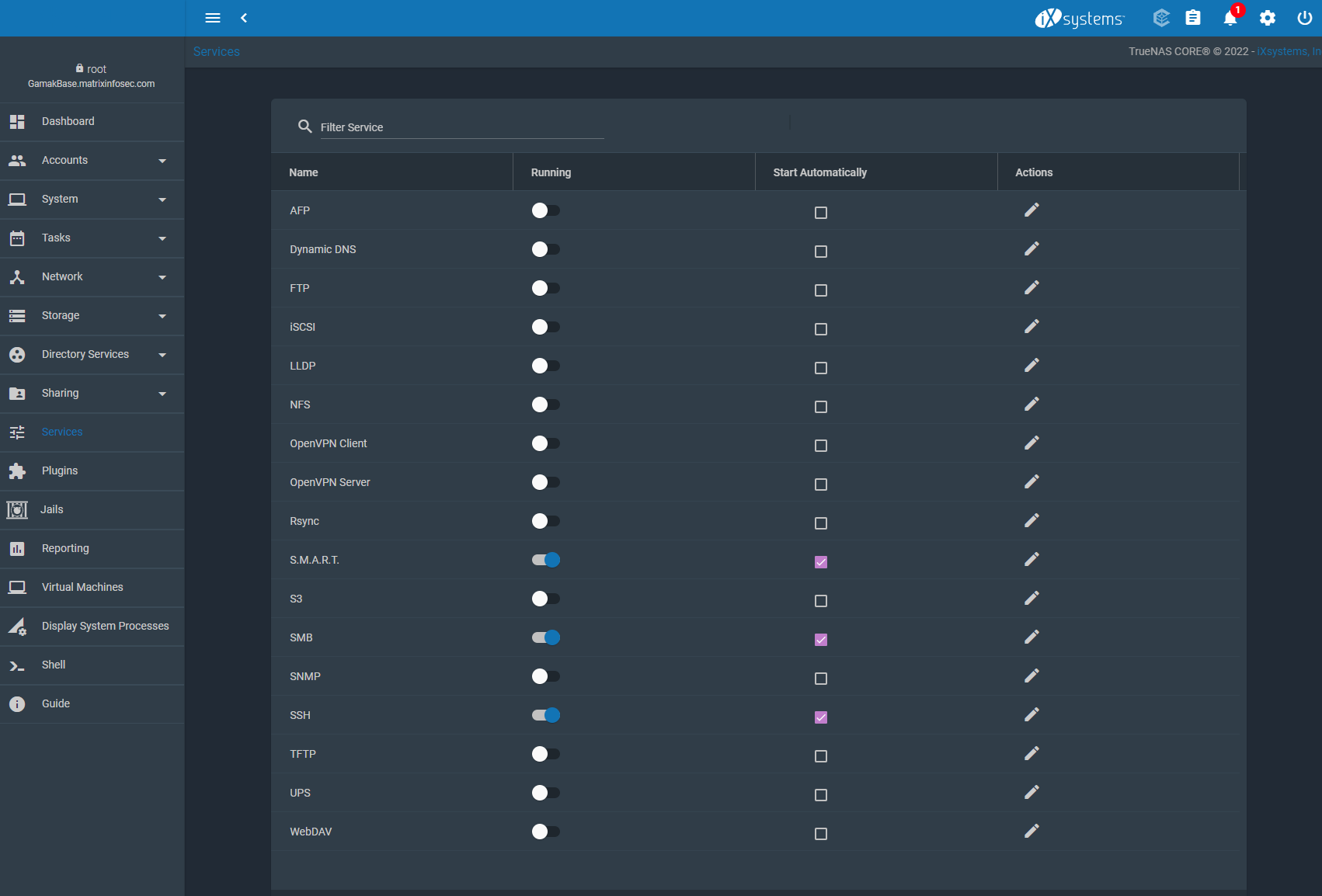 TrueNAS services.png