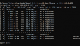 iperf Speedtest on Win10 to TrueNAS with LAN-Adapter (conect to Switch).PNG