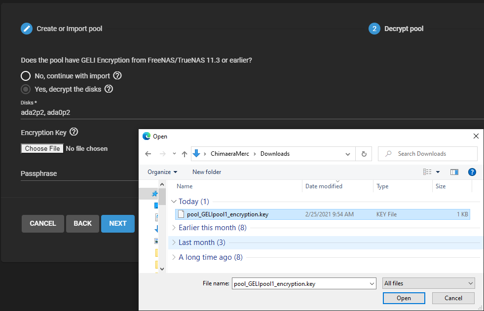 StoragePoolsAddImportGELIPresentDecryptKeyFile