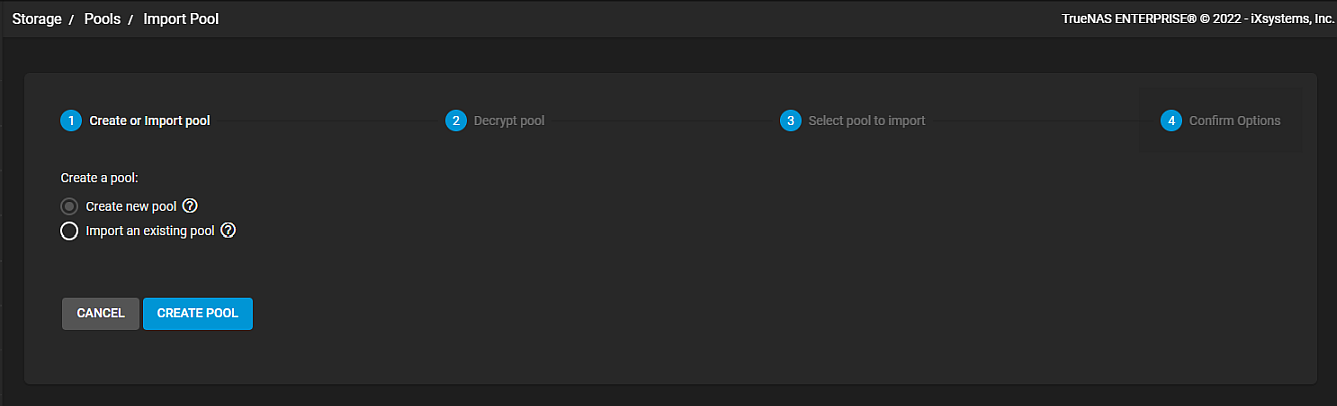 Create or Import Pool Screenr