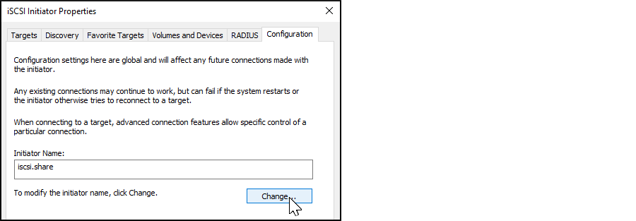 Windows ISCSI Initiator Config Name