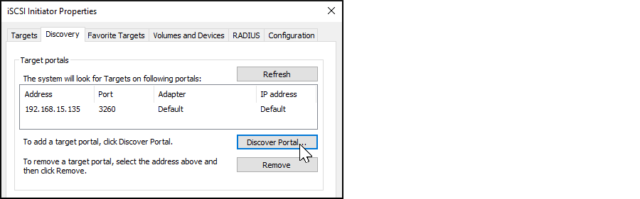 Windows ISCSI Initiator Discover Portal