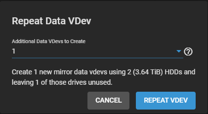 Duplicating a Data VDev
