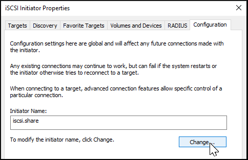 Windows ISCSI Initiator Config Name