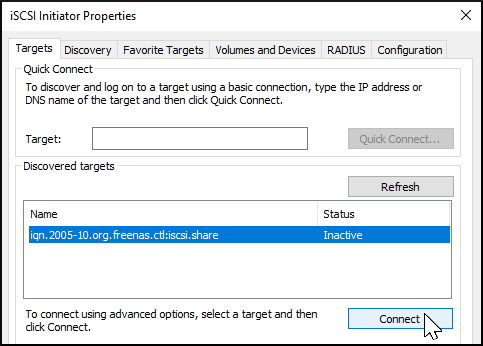 WindowsISCSIInitiatorTargetConnect