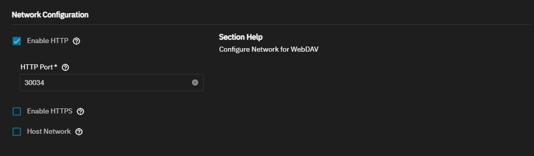 WebDAV Network Configuration for HTTP