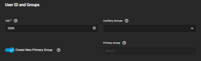 User ID and Groups Settings