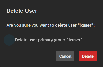 Delete User Dialog Delete User Dialog