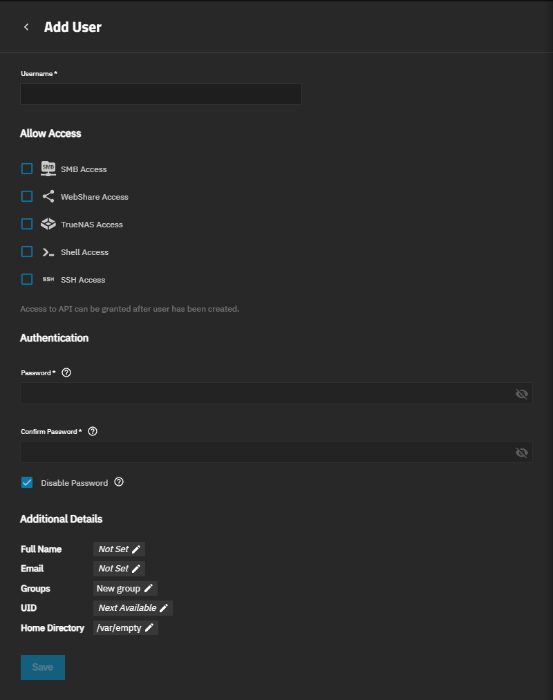Add User Screen for an S3 Account Add User Screen for an S3 Account
