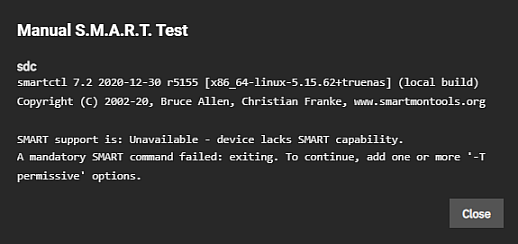 Devices Disk S.M.A.R.T. Test Support Dialog