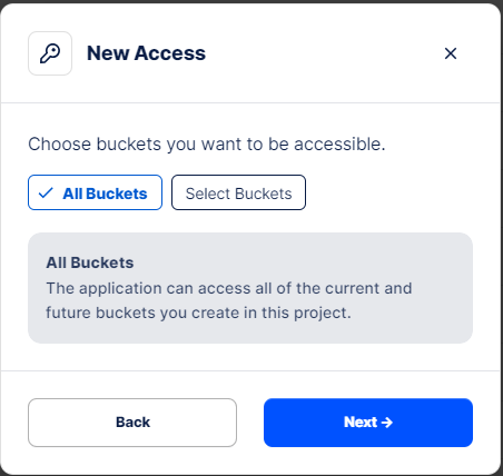 StorjCreateAccessSelectBuckets