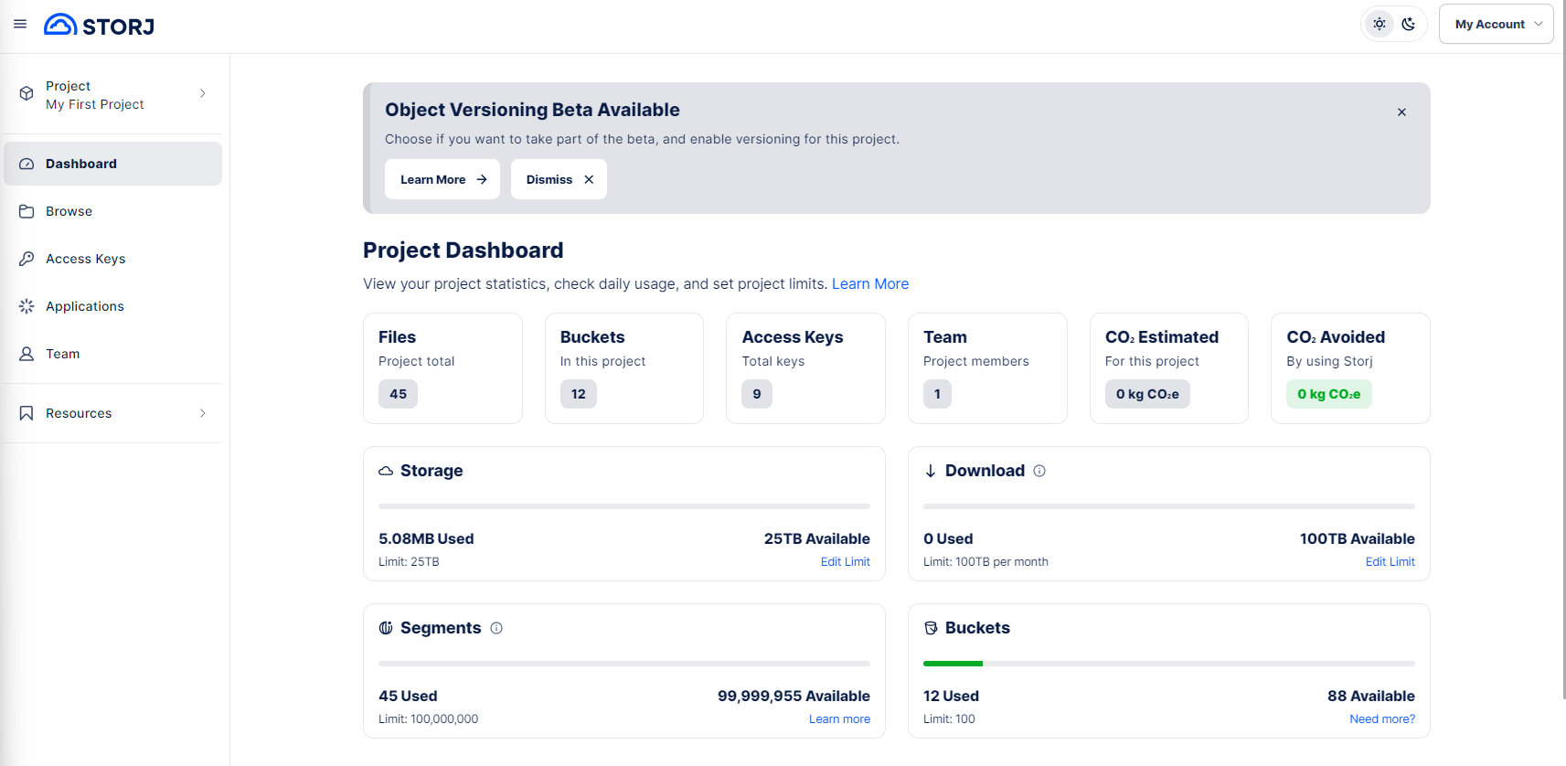 StorjMainDashboard