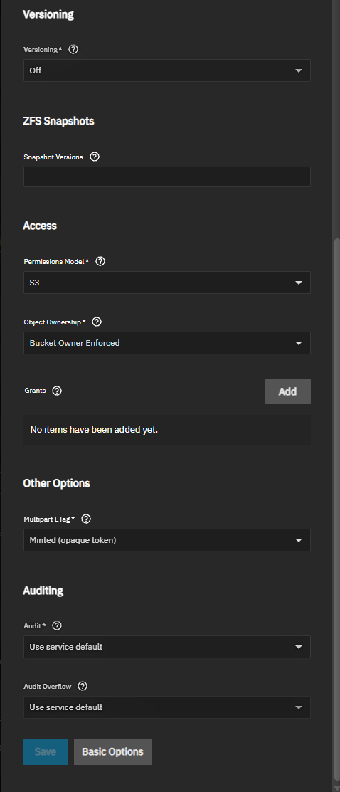 Add S3 Bucket Advanced Options Add S3 Bucket Advanced Options