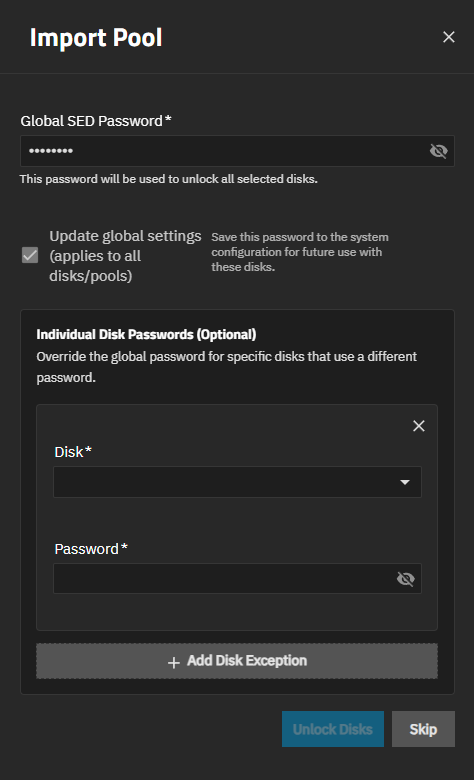 Add Disk Excemptions Add Disk Excemptions