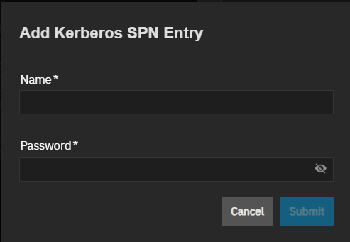 Add Kerberos SPN Entry Dialog Add Kerberos SPN Entry Dialog