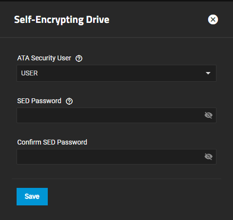 Self-Encrypting Drive Config Screen