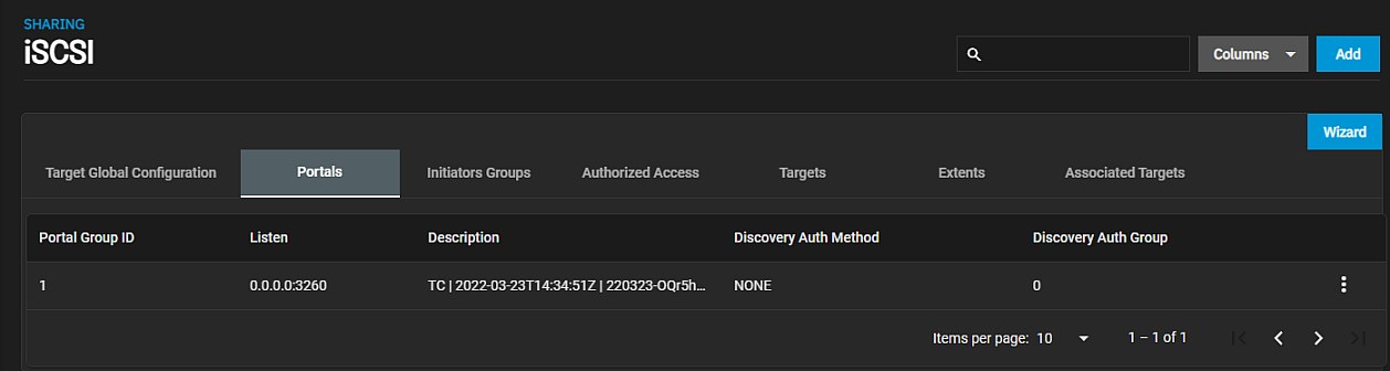 SharingiSCSIPortalsScreen