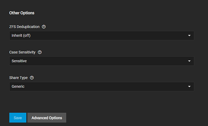 Add Dataset Basic  Other Options