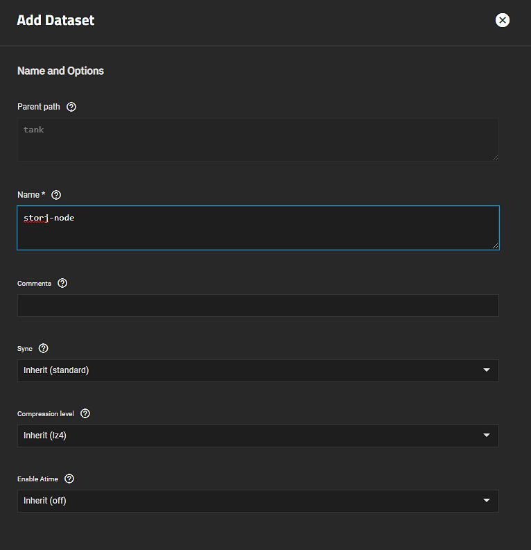 Add Dataset Storj SCALE