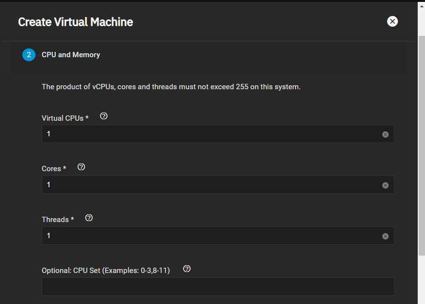 CreateVMCPUandMemorySettings