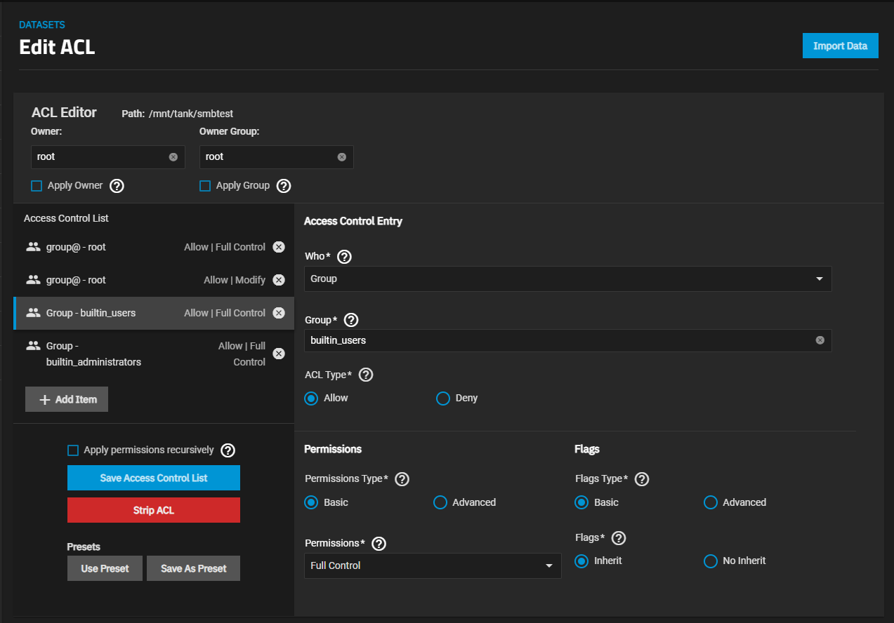 Edit ACL Permissions