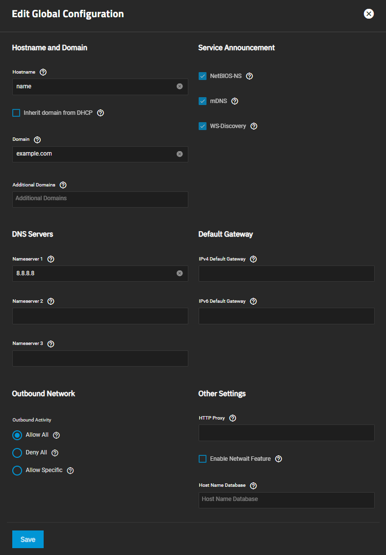 Edit Global Configuration