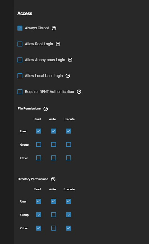 FTP Advanced Settings Access