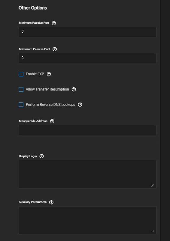 FTP Advanced Settings Other Options