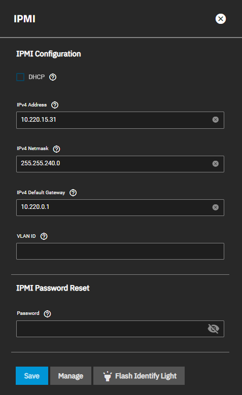 IPMI Configuration Screen