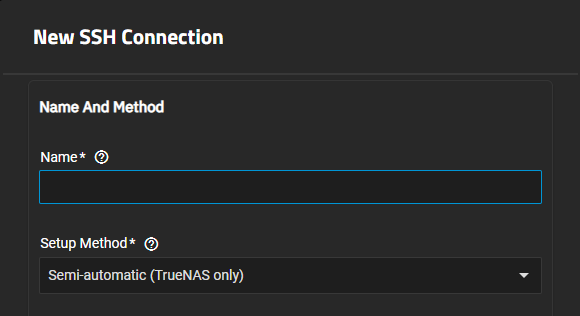 New SSH Connection Name and Method