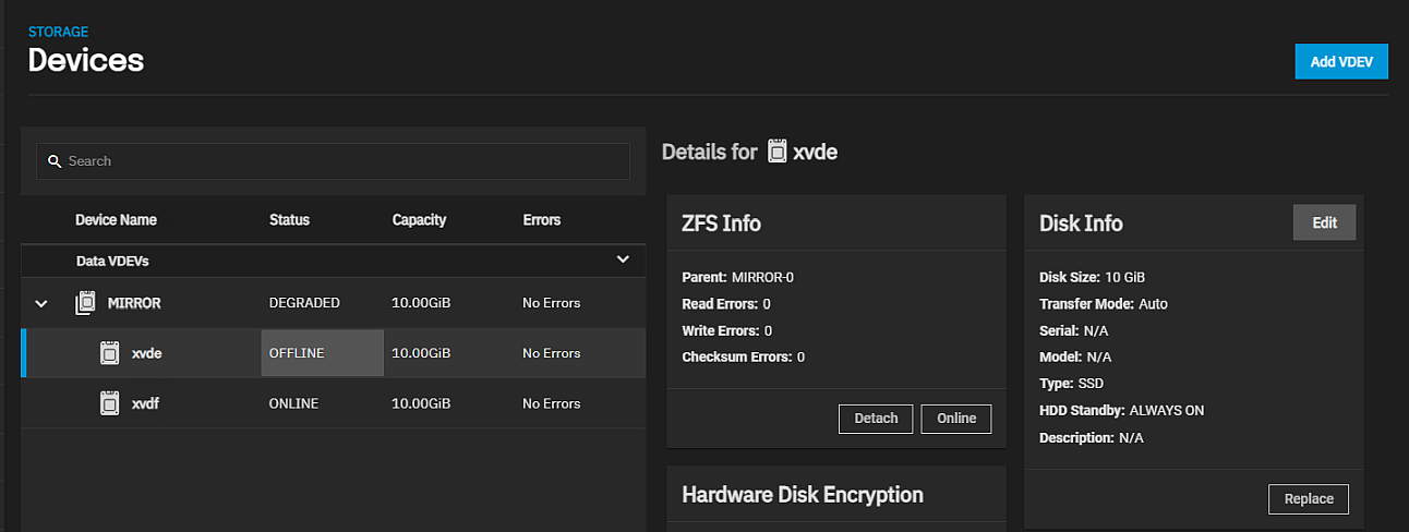 Replace and Online a Disk