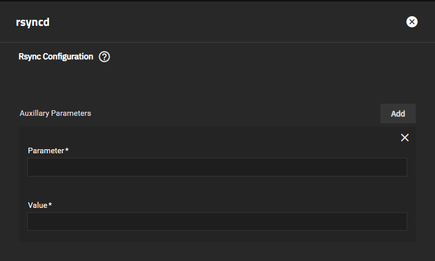 Install rsyncd Add Auxilliary Parameters