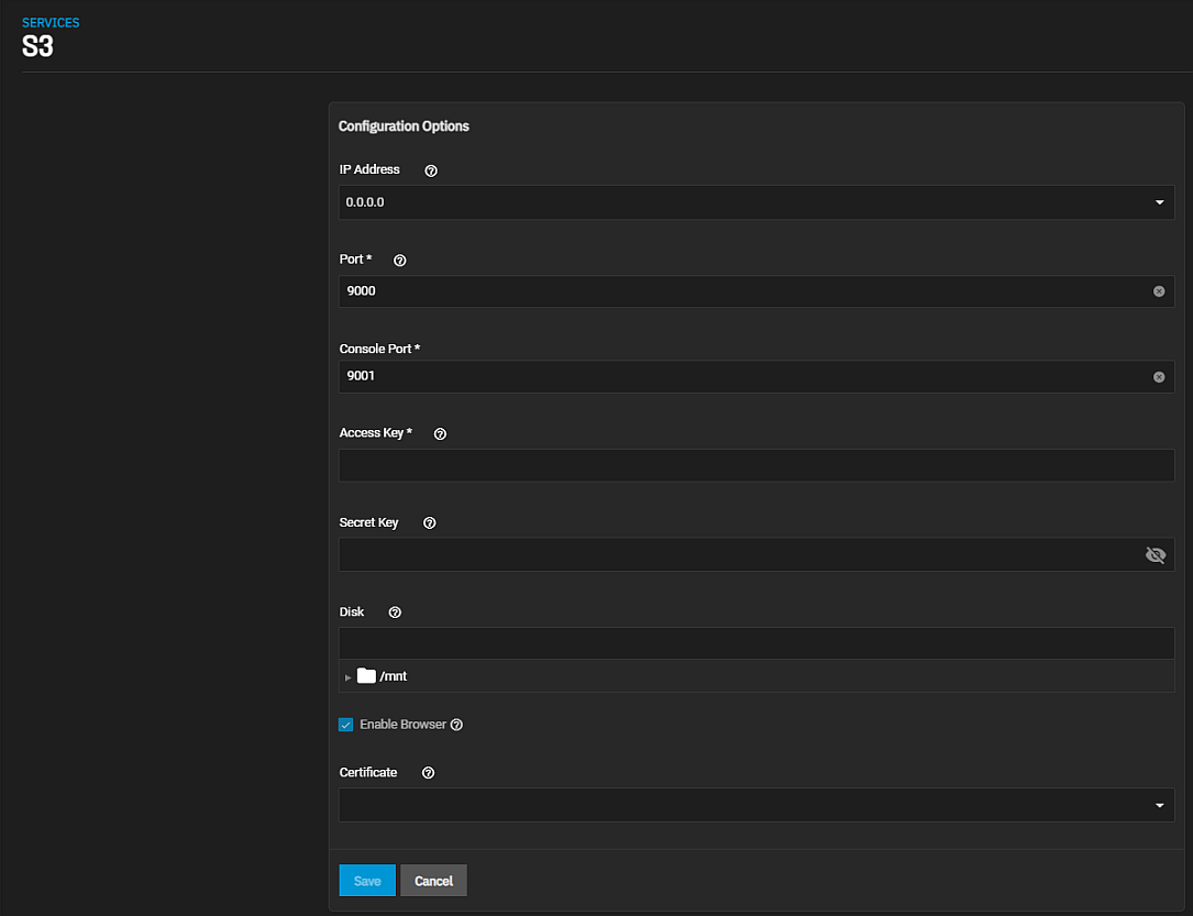 S3 Service Options