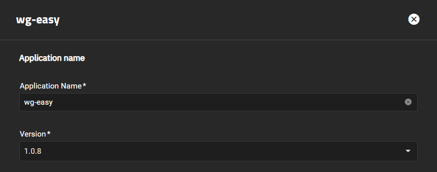 Install WG-Easy Application Name and Version