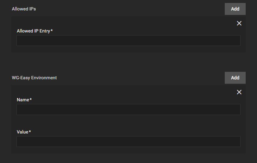 wg-easy Allowed IPs and Environments