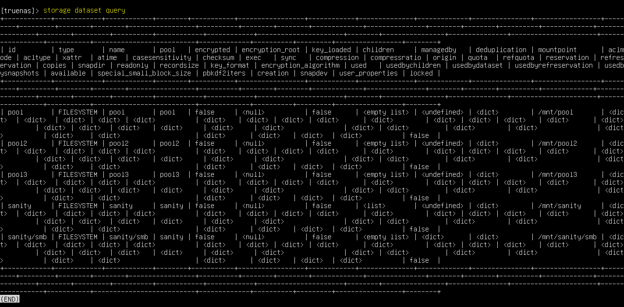 TrueNASCLIstoragedatasetquery