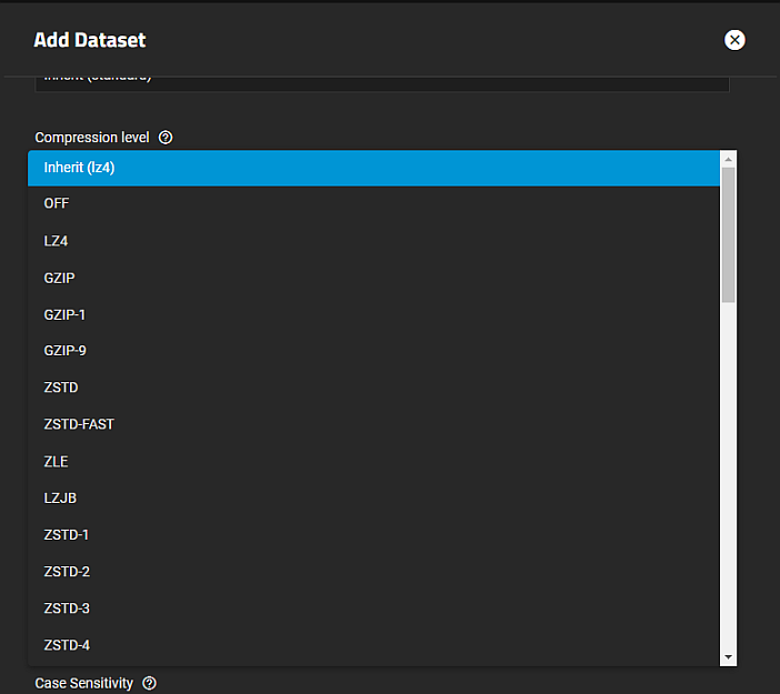 AddDatasetCompressionLevelOptions