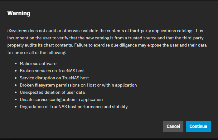 Add Catalog Warning