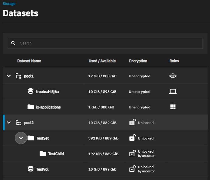 Dataset Tree Table Encryption Icons
