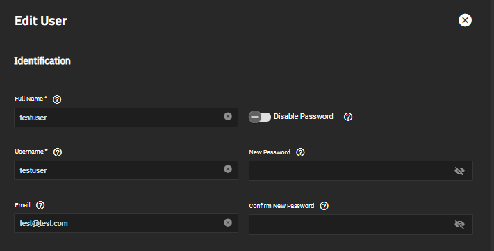 Edit User Identification Settings