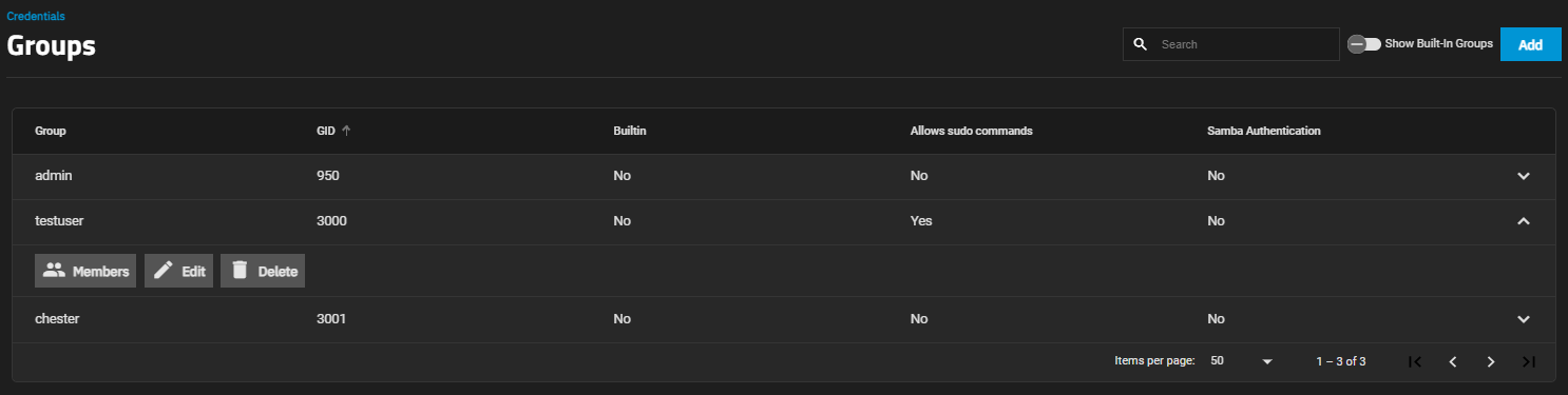 Expanded Group Screen