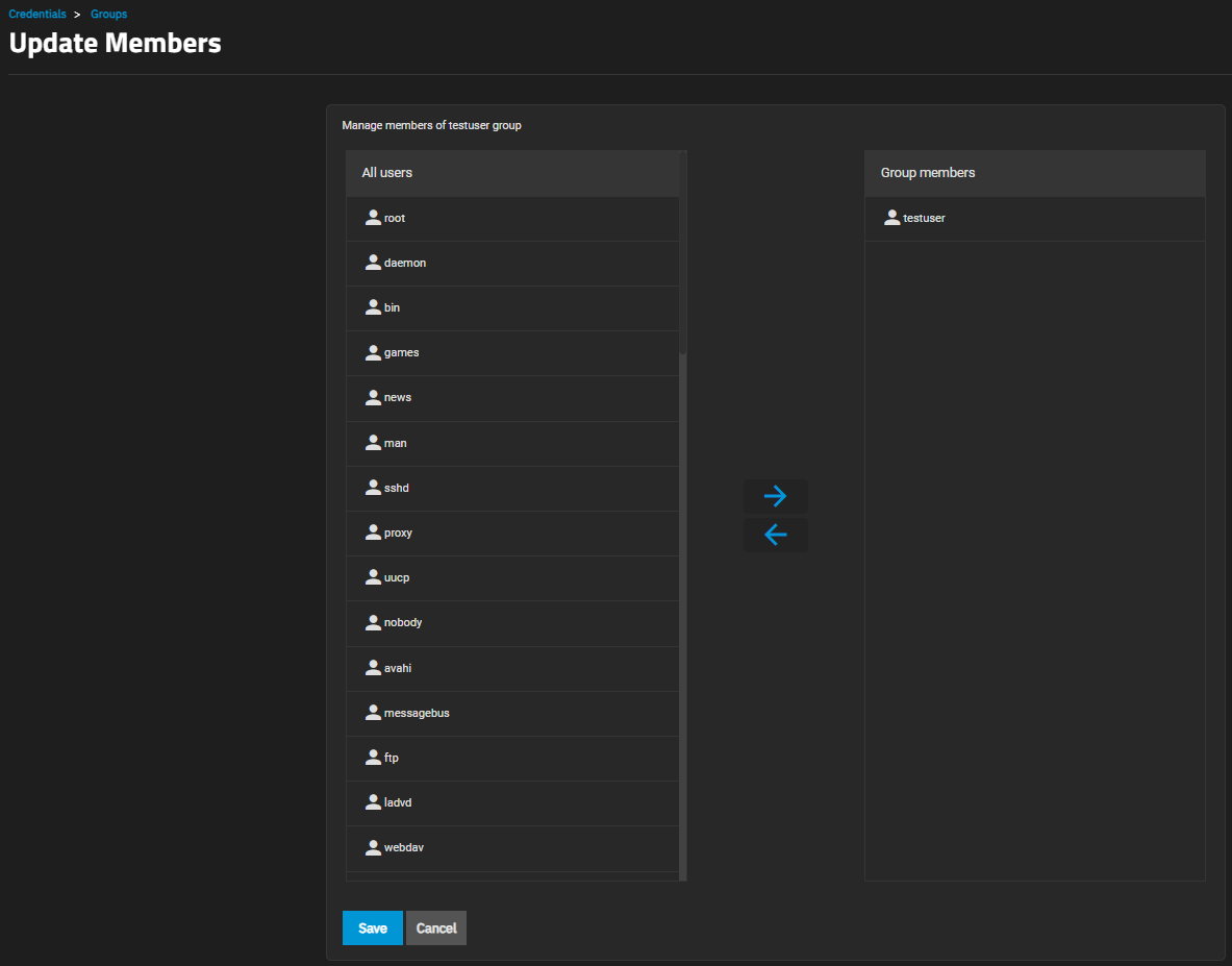Update Members Screen