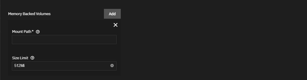 Memory Backed Volume Settings